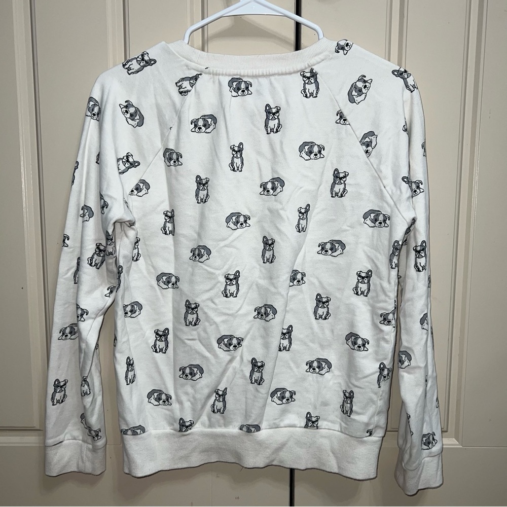 Forever 21 White and Black Dog Print Pullover Sweatshirt Size Medium - Picture 5 of 6